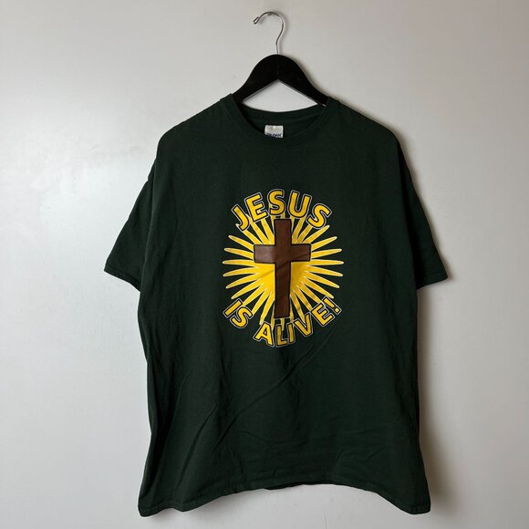 Jesus is Alive T Shirt Vintage Y2K Extra Large XL Adult Green Graphic Tee - Picture 12 of 16